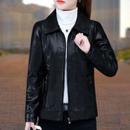 恒源祥皮衣外套短款女士加絨加厚女皮夾克2024年新款秋冬時尚媽媽裝上衣 黑色  常規(guī) M 【建議95-105斤】