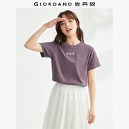 佐丹奴（Giordano）棉質(zhì)針織笑臉印花圓領(lǐng)短袖T恤13324315