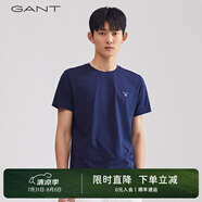 GANT【100%棉】GANT/甘特男士短袖圓領(lǐng)親膚透氣刺繡純色休閑重磅T恤潮 433夜藍色 S