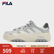 FILA 斐樂官方女鞋ROSETTA摩登板鞋春新款斑斕鞋運動鞋休閑鞋 白中白/南極灰-BA 38