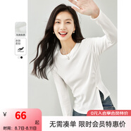 梵希蔓春秋打底衫可外穿2024新款黑白內(nèi)搭長(zhǎng)袖t恤女修身收腰上衣 M3289 米白色 L