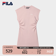FILA 斐樂官方女裝針織連衣裙2025夏季新款時尚休閑無袖收腰裙子 赤粉色-PK XL 175/92A/XL