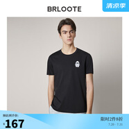 Brloote/巴魯特男士短袖T恤棉舒適時尚休閑個性印花圓領(lǐng)休閑T恤衫男夏季 黑色9 180/100A