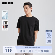 利郎液氨t恤男短袖純色冷萃T恤夏季新品棉質(zhì)情侶T恤打底衫免燙半袖 黑色（G5XTX8722Y） 3XL 185/100A