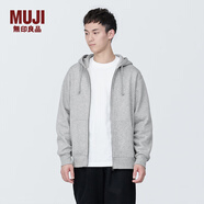 無印良品（MUJI）男式 毛圈棉 拉鏈連帽衫 男士男生寬松衛(wèi)衣潮流男裝 灰色 L (175/100A)