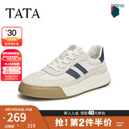 他她（TATA）男士阿甘男鞋復(fù)古德訓(xùn)鞋男運(yùn)動(dòng)休閑鞋厚底板鞋小白鞋PCB01AM3 QDR01AM4米/灰/藍(lán) 39