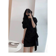 奧杜娜大碼女裝胖mm連衣裙女夏季性感可愛遮肉顯瘦彈力a字裙不規(guī)則夏裝 黑色款 M 碼80-105斤