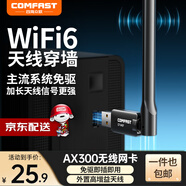 COMFAST WiFi6免驅(qū)動(dòng) USB無(wú)線網(wǎng)卡臺(tái)式機(jī)專用內(nèi)置智能天線臺(tái)式筆記本電腦無(wú)線接收wifi適配器多系統(tǒng)兼容 【高增益天線免驅(qū)WIFI6】940F