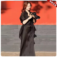 羅蒙（ROMON）灰色連衣裙女夏季新款防曬襯衫吊帶裙搭配夏裝一整套裝長(zhǎng)裙子 黑衣+黑裙【兩件套】 XL 尺碼偏大 建議拍小一碼