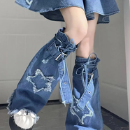 LSCZ多巴胺穿搭甜美學(xué)院風(fēng)vintage牛仔背帶連衣裙子女夏季收腰綁帶辣 腿套 L