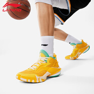 李寧（LI-NING）籃球鞋男新款?緩震回彈穩(wěn)定透氣潮流籃球?qū)I(yè)比賽鞋 鵝掌黃/耀黃色【空襲10】 44