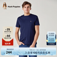 Hush Puppies暇步士男裝夏季男士純色圓領(lǐng)短袖T恤 深藍(lán)-085 3XL