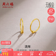周六福5G黃金耳環(huán)女簡約足金耳飾七夕生日禮物計價A0910234約0.79g一對