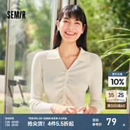 森馬針織衫女短款純色小心機(jī)抽繩24春季polo領(lǐng)修身毛衫顯瘦 奶白10501 155/80A/S