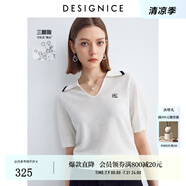 迪賽尼斯（DESIGNICE）2024年夏季新款醋酸通勤風(fēng)氣質(zhì)POLO領(lǐng)薄款短袖毛針織衫女 白色 L