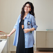 慕姍詩(shī)怡（MsShe）【莫代爾背心連衣裙】MsShe大碼女裝2025夏裝胖mm顯瘦感裙子 襯衫-冰河藍(lán)色現(xiàn)貨 XL