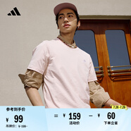 adidas情侶休閑純棉上衣圓領(lǐng)短袖T恤男女夏季阿迪達斯官方輕運動 粉色 2XL