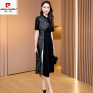 皮爾卡丹喜婆婆婚宴服貴夫人品牌廣州十三行2025女夏新中式旗袍氣質(zhì)連衣裙 黑色-春款長袖正式場合上檔次顯 2XL (適合126-135斤)