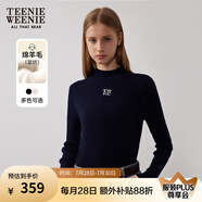Teenie Weenie小熊女裝冬裝簡(jiǎn)約休閑時(shí)尚中領(lǐng)毛衣貼身打底衫針織衫 藏青色 S 160
