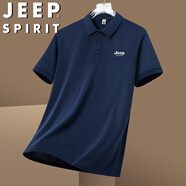 JEEP SPIRIT吉普短袖T恤夏季男POLO衫商務(wù)休閑翻領(lǐng)舒適透氣 藏青 M