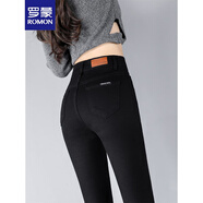 羅蒙（ROMON）黑色牛仔褲女小腳長(cháng)褲2025新款春夏高腰顯瘦秋冬加絨緊身彈力薄款 黑色8001長(cháng)褲 28 碼【建議100-110斤】