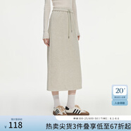 范思藍恩半拉領(lǐng)廓形落肩加絨加厚重磅衛(wèi)衣女冬季2024新款14491 燕麥灰半身裙 L