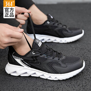 361°男鞋運(yùn)動(dòng)鞋男跑步鞋夏季透氣網(wǎng)面鞋休閑輕便學(xué)生戶外鞋子男 曜石黑/361度白 40