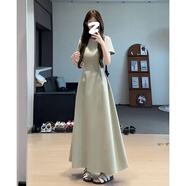 GARNUO白色連衣裙子女夏季2025新款茶歇法式氣質(zhì)高級感收腰顯瘦禮服長(cháng)裙 綠色【短袖長(cháng)款】 L 【111-120斤】