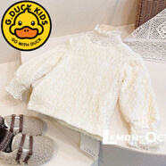 G.DUCKKIDS童裝女童蕾絲打底衫歐美風(fēng)2024秋冬裝新款洋氣花邊高領(lǐng)加絨加厚潮 杏色蕾絲長袖T- 加絨 100 (90-98cm)3-4歲