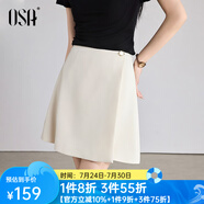歐莎（OSA）休閑短褲女夏季高腰a字褲裙小個子通勤百搭顯瘦女褲 米白色 XL