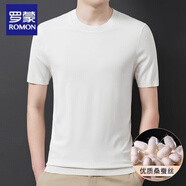 羅蒙桑蠶絲短袖t恤男2025新款圓領(lǐng)純色夏裝寬松半袖休閑冰 絲白色體恤 象牙白 M 165【建議95-120斤】