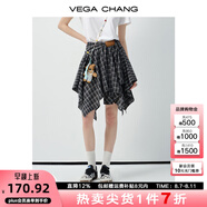 VEGA CHANG半身裙女2025年夏季新款美式休閑學(xué)院風(fēng)小眾設(shè)計感高腰格紋裙褲 黑白格（短裙） M