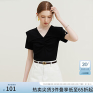 范思藍恩23FS12684優(yōu)可絲設計感娃娃領針織短袖女夏季新款 黑色 L