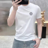 VERSACE JEANS COUTURE范思哲2025美式范夏季新款短袖男時(shí)尚圓領(lǐng)純棉寬松T恤顯瘦百搭運 白色T-01 XL 建議體重[120-140]斤