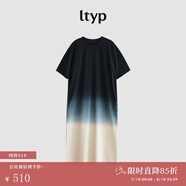 旅途原品ltyp 100%全棉吊染漸變連衣裙/無(wú)x袖裙/T恤 極簡(jiǎn)文藝休閑 T恤裙-杏藍色-漸變吊染 L