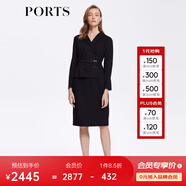 PORTS 寶姿秋冬新品女裝優(yōu)雅修身中長(zhǎng)裙通勤V領(lǐng)針織連衣裙 ALM9N012LCF053-黑色 S (4)