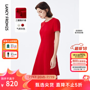 朗姿【三醋酸Basic衣櫥】休閑連衣裙夏季新款裙子高級感明星同款 大紅色2 S 155/76A