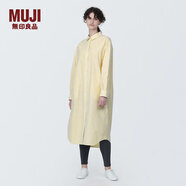 無(wú)印良品（MUJI）女式 水洗 平紋 襯衫領(lǐng)長(cháng)袖連衣裙秋季女裝裙子 BC2J7C4S 黃色條紋 M(160/84A)