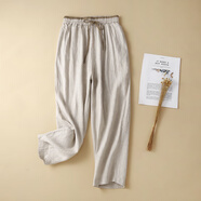 哥弟適用撿漏清倉專(zhuān)柜大牌棉麻九分哈倫褲女夏季寬松百搭 麻色 M[95-115斤] 均碼