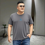 吉賽倫短袖加肥加大300 大碼男裝200-300斤夏季短袖T恤圓領(lǐng)上衣打底衫加 藍(lán)鹿圖灰色【圓領(lǐng)短袖】 M 建議70-90斤