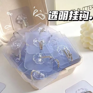 Jepoo強(qiáng)力粘鉤無痕掛鉤免釘粘膠廚房浴室創(chuàng)意吸盤粘貼壁掛鉤子 五個(gè)裝（透明款）