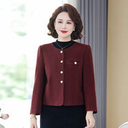 代勒2025新款中年媽媽春秋裝短款外套50歲中老年女洋氣小香風(fēng)上衣紅咖色XL 90-105斤