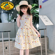 G.DUCKKIDS中大女童連衣裙夏季2025新款兒童純棉碎花無(wú)袖背心裙子洋氣棉布裙 碎花裙子無(wú)袖 160 cm
