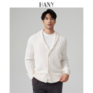 漢尼（HANY）【粗針加厚青果領(lǐng)毛衣】針織衫男外套男士商務(wù)男裝開衫休閑秋季 溫斯洛莎草白 【青果領(lǐng)】 M 【建議130斤以內(nèi)】