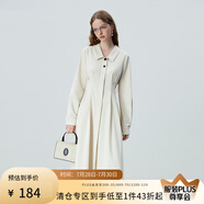 范思藍(lán)恩23FS13347法式文藝撞色扣設(shè)計(jì)連衣裙女秋季新款裙子 杏色 XS