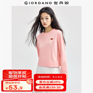 佐丹奴Giordano女裝純棉食物刺繡針織圓領(lǐng)長袖T恤13324552 04粉紅(甜甜圈) XL