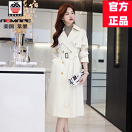 AEMAPE高端氣質(zhì)英倫風(fēng)風(fēng)衣外套女士2025春秋新款時(shí)尚優(yōu)雅工裝中長款大衣 米杏色 S 建議110斤以內(nèi)