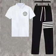VERSACE JEANS COUTURE范思哲他她星套裝男夏季網(wǎng)紅同款美杜莎短袖polo衫帥氣百搭九分直 白色美莎POLO+四桿長(cháng)褲 XL 110-125斤