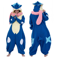 斯睿霖Pokemon寶可夢(mèng)路卡利歐卡通連體睡衣動(dòng)漫情侶COS演出服絨甲 甲賀忍蛙 MXL碼建議身高-79