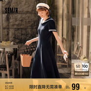 森馬連衣裙女海軍領(lǐng)學(xué)院風(fēng)氣質(zhì)夏白月光收腰長裙溫柔109324114029